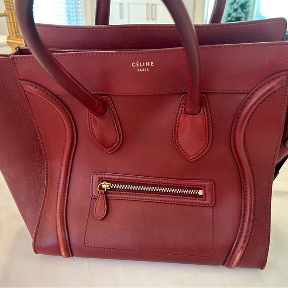 Celine Handbags - Celine Red Leather Luggage Women's Bag